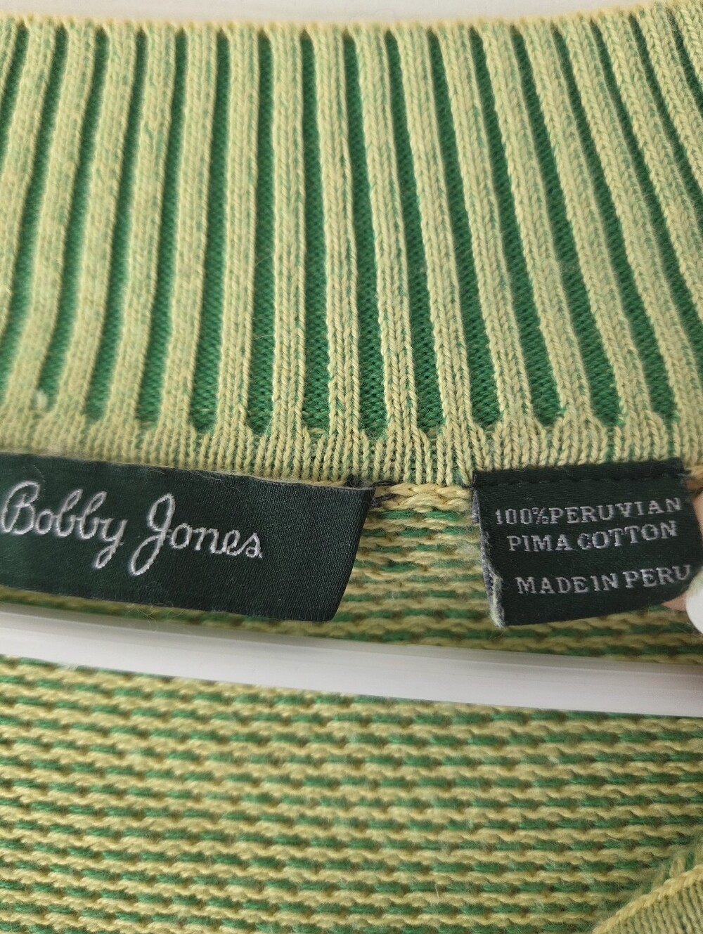 Bobby Jones 100% Peruvian Pima Cotton Medium Men's Sweater VNeck Green Golf - Picture 9 of 10